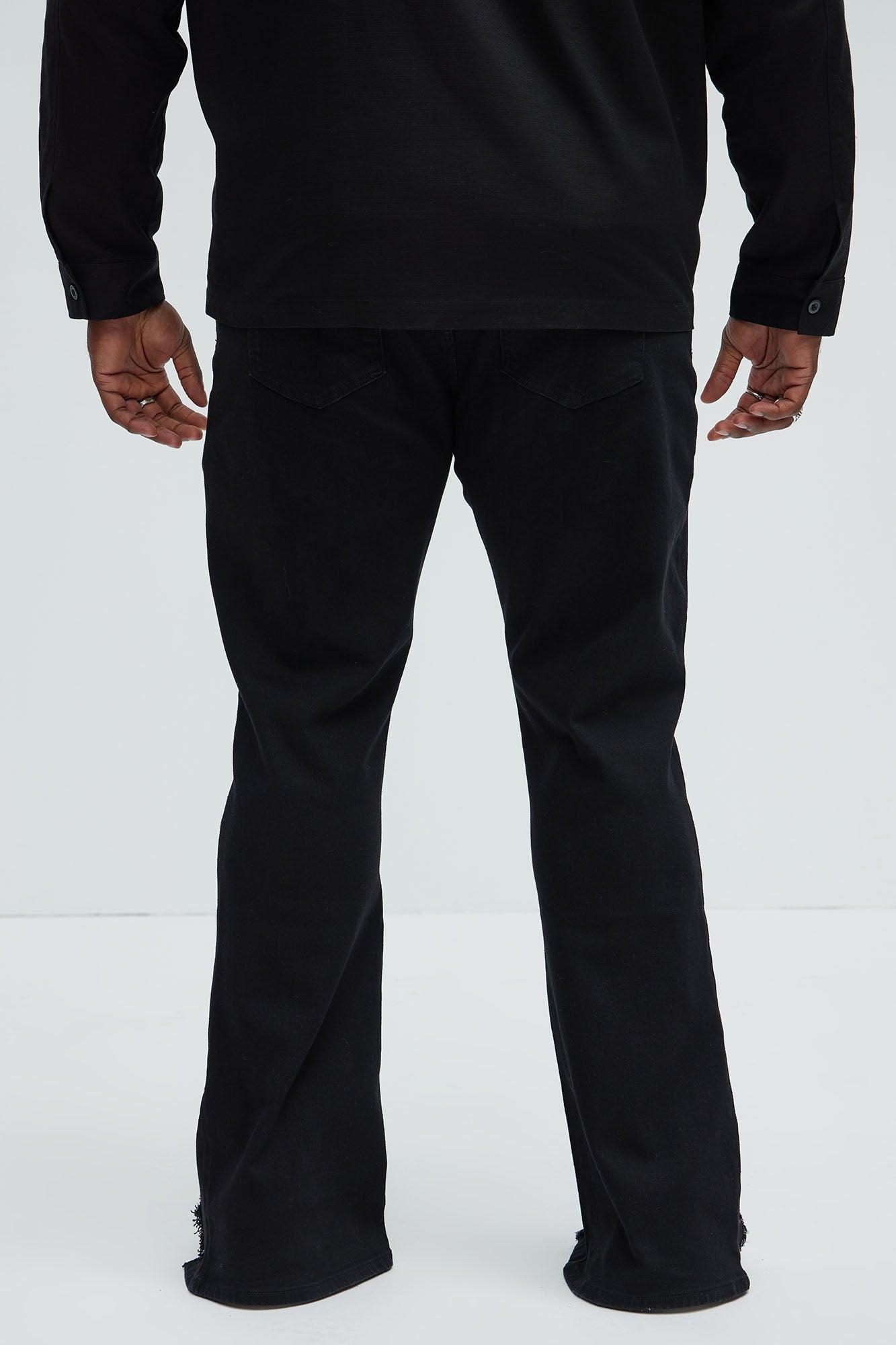 Slide Home Distressed Slim Stacked Flare Jeans - Black Product Image