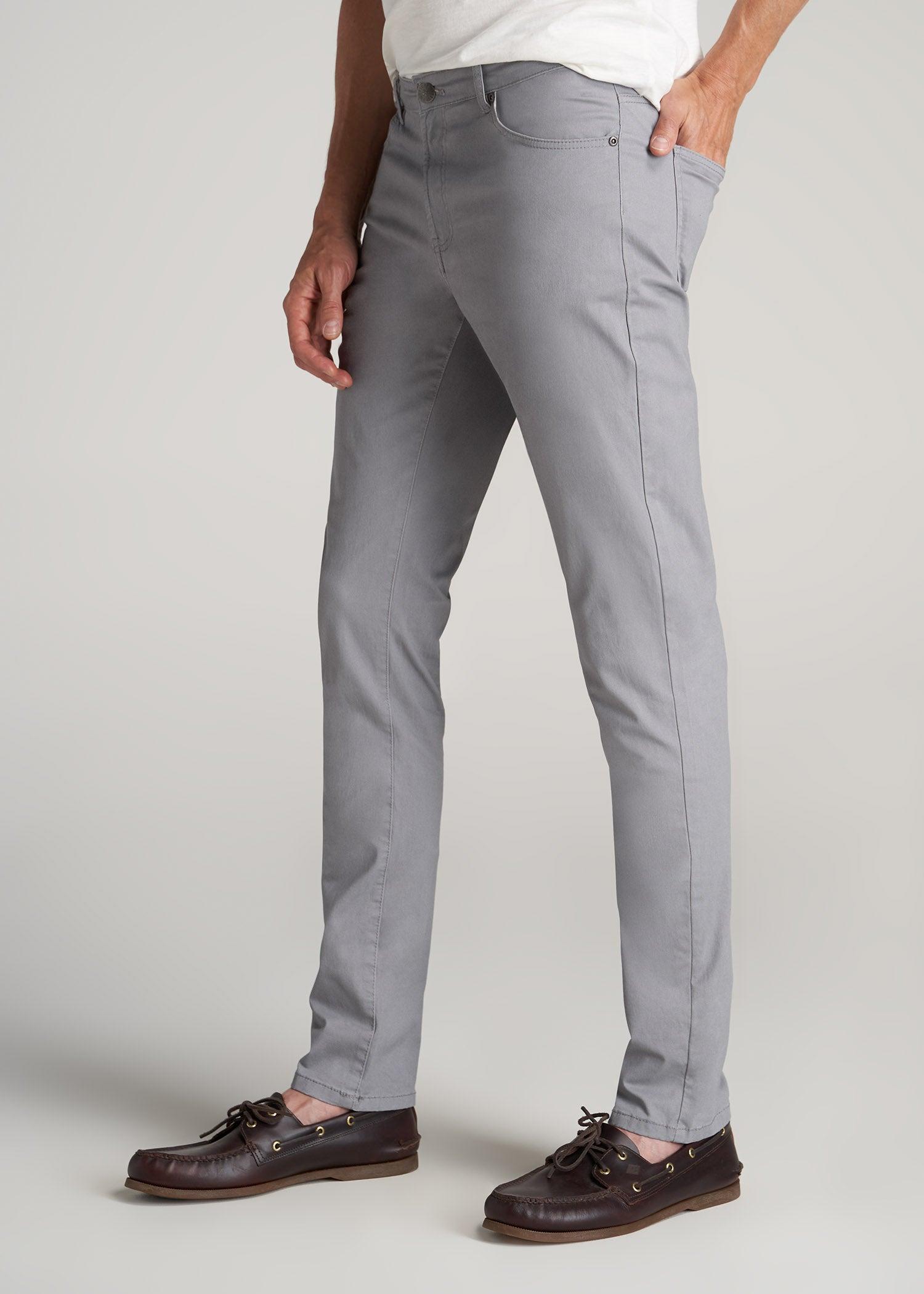 Carman TAPERED Fit Five Pocket Pants for Tall Men in Pebble Grey Male Product Image