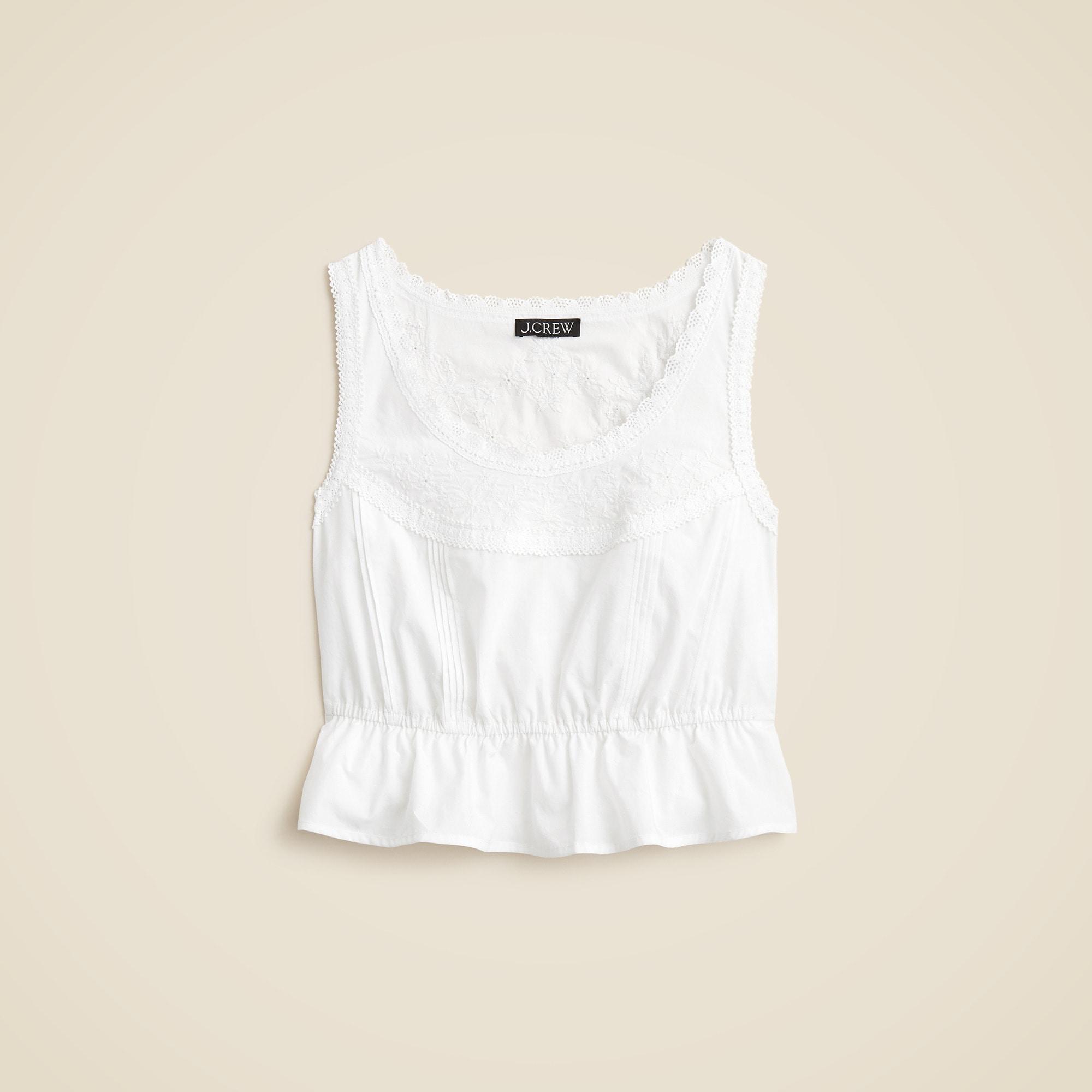 Flutter-hem tank in cotton poplin Product Image