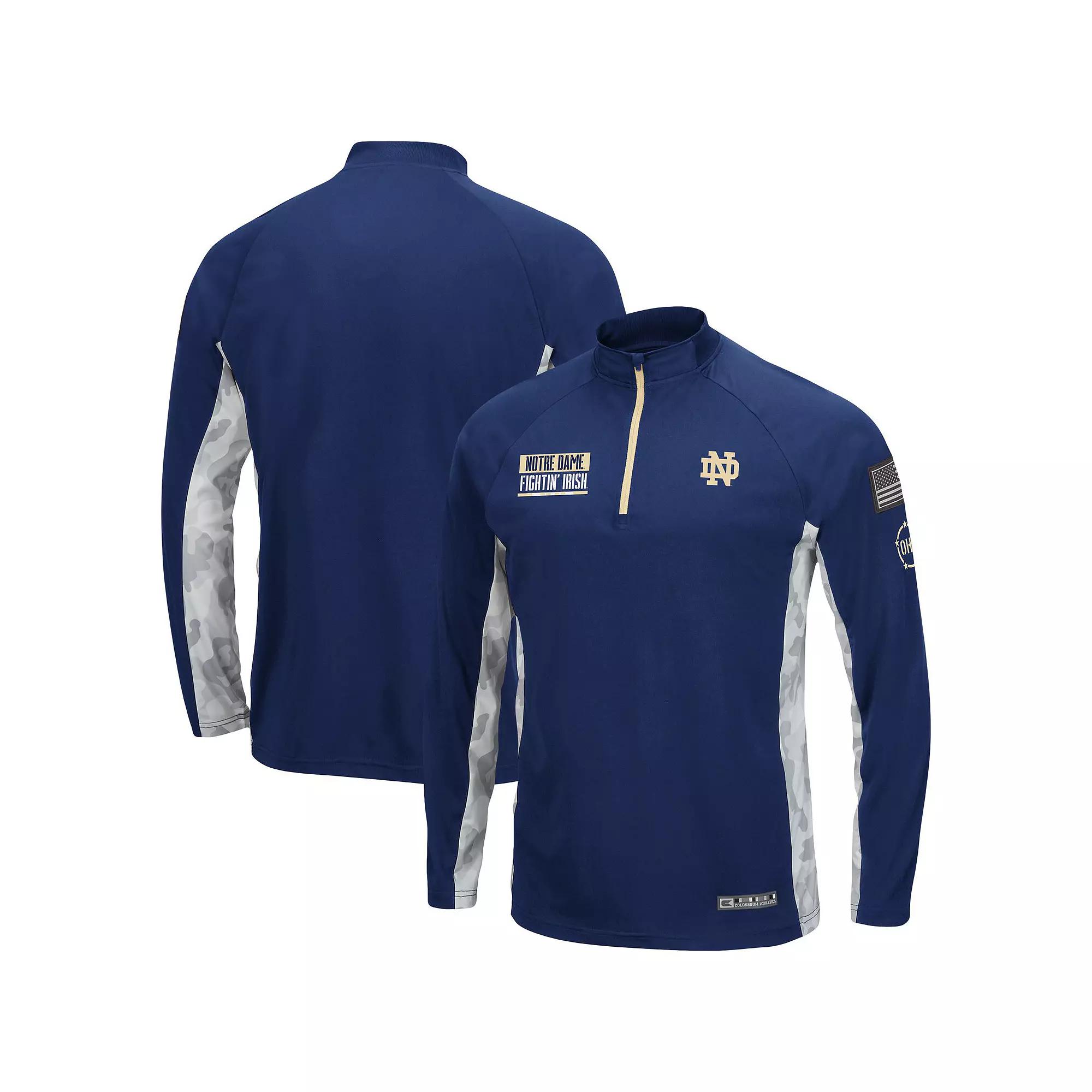 Men's Colosseum Navy Notre Dame Fighting Irish OHT Military Appreciation Snow Cruise Raglan 1/4-Zip Jacket,  Product Image