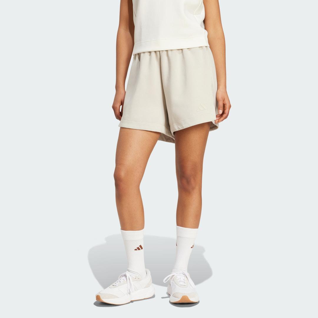 adidas Soft Lux Loose Shorts Off White XL Womens Product Image
