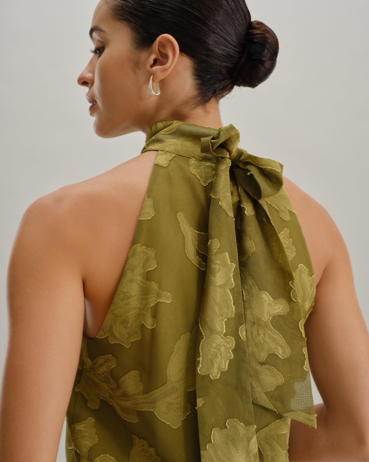 Green Floral Turtle Neck Tank Top Product Image