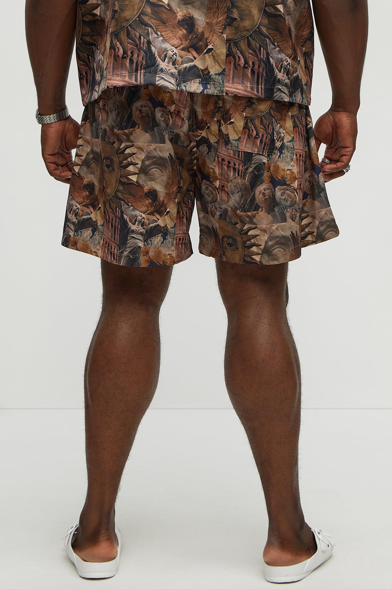 Celestial Glory Swim Mid Trunk - Brown/combo Male Product Image