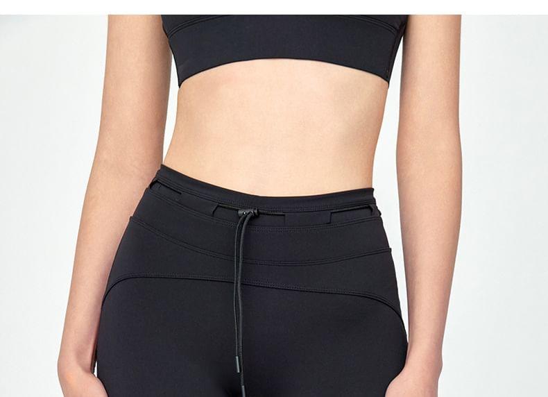 Drawstring Waist Plain Yoga Shorts Product Image