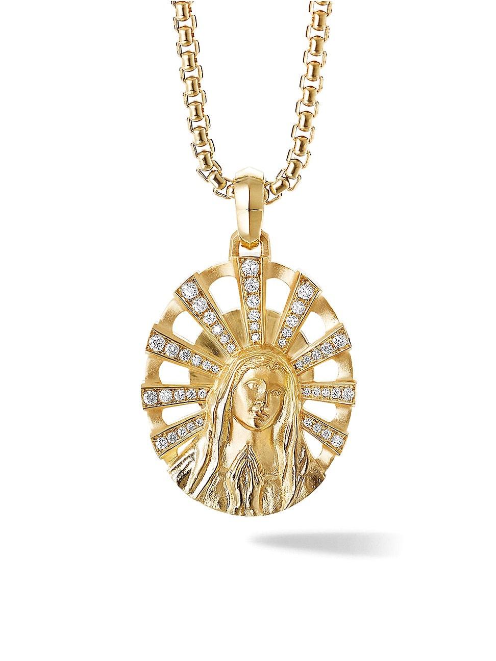 Womens Madonna Amulet in 18K Yellow Gold with Diamonds, 29MM Product Image