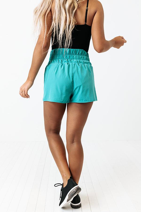 Running Laps High Waist Shorts In Turquoise Product Image