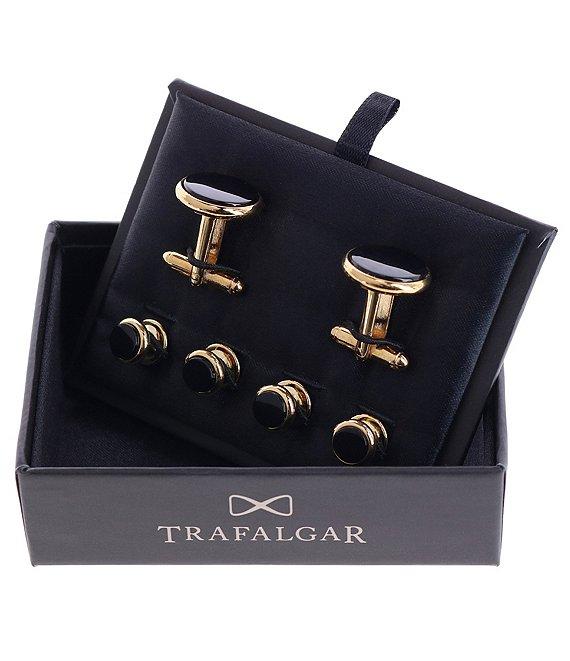 Trafalgar Sutton Round Genuine Onyx Formal Cuffs & Links 6-Piece Set Product Image