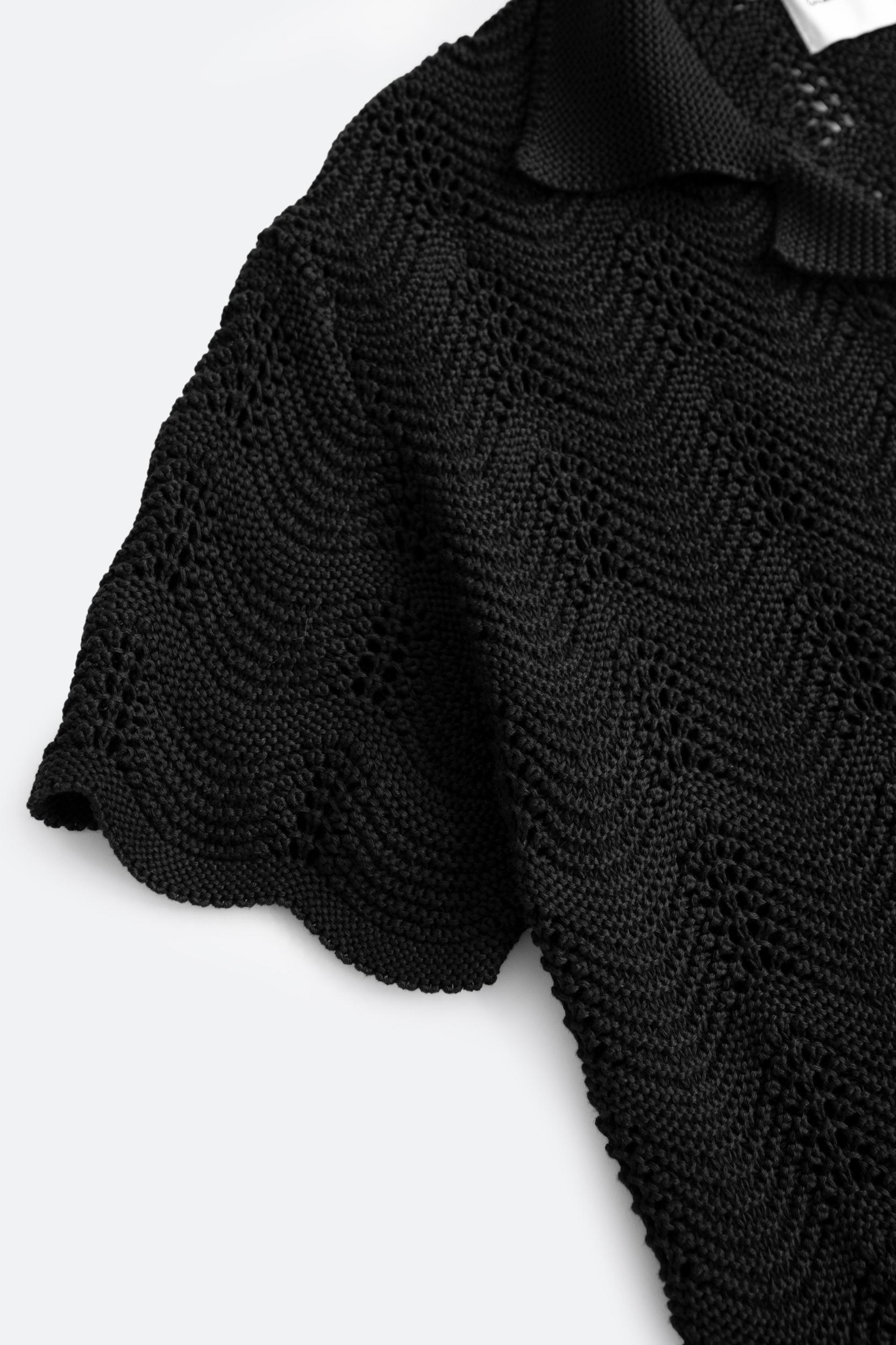 Knitted Wave S/S Shirt - Black Product Image