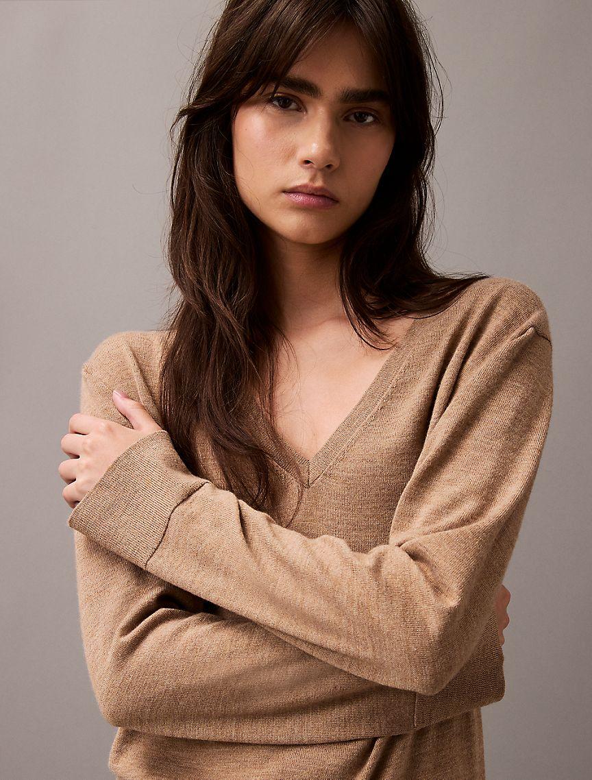 Extra Fine Merino Blend V-Neck Sweater Product Image