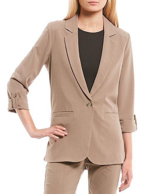 Takara Coordinating Notch Collar Roll Tab Suiting Blazer Product Image