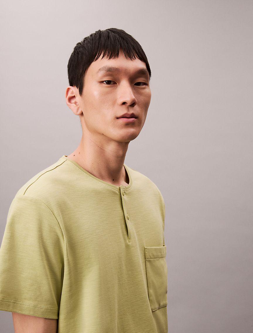 Cotton Relaxed Henley T-Shirt  Product Image