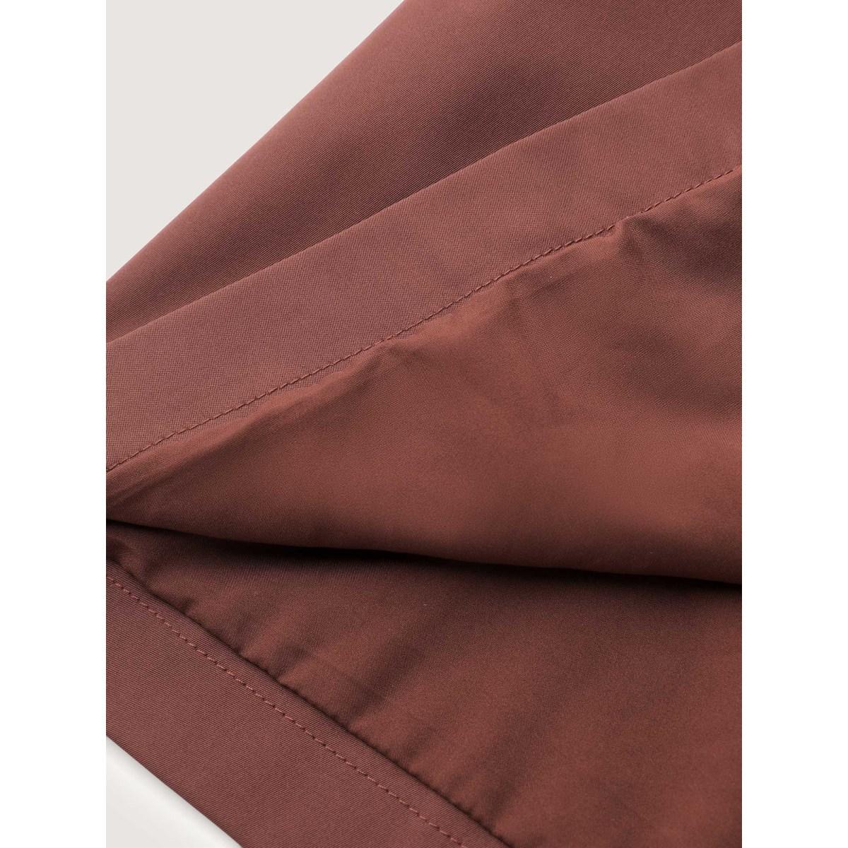 Plus Size Button Belted Layered Trench Coat Women Maroon Casual Belted 18-20/2X Single-flap pocket Belt Leisure Trench Coats BloomChic Product Image