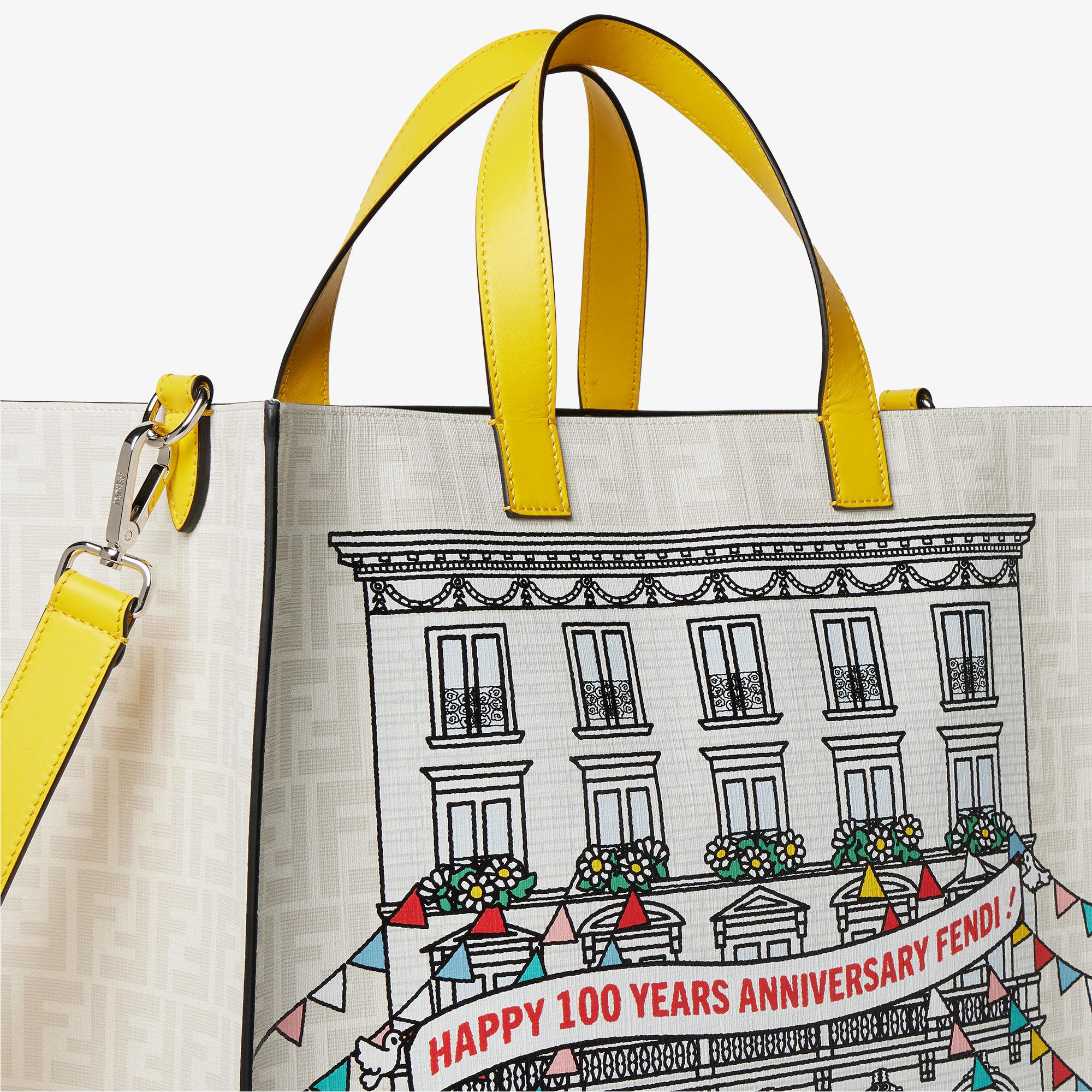Silvia And The Baguette ShopperWhite FF canvas bag with multicolor print Product Image