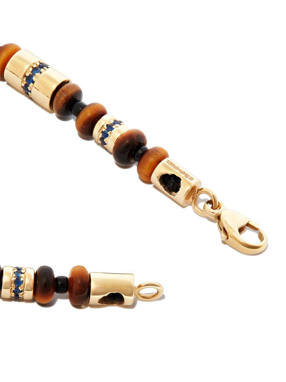 14kt yellow gold beaded sapphire and tigers eye bracelet Product Image