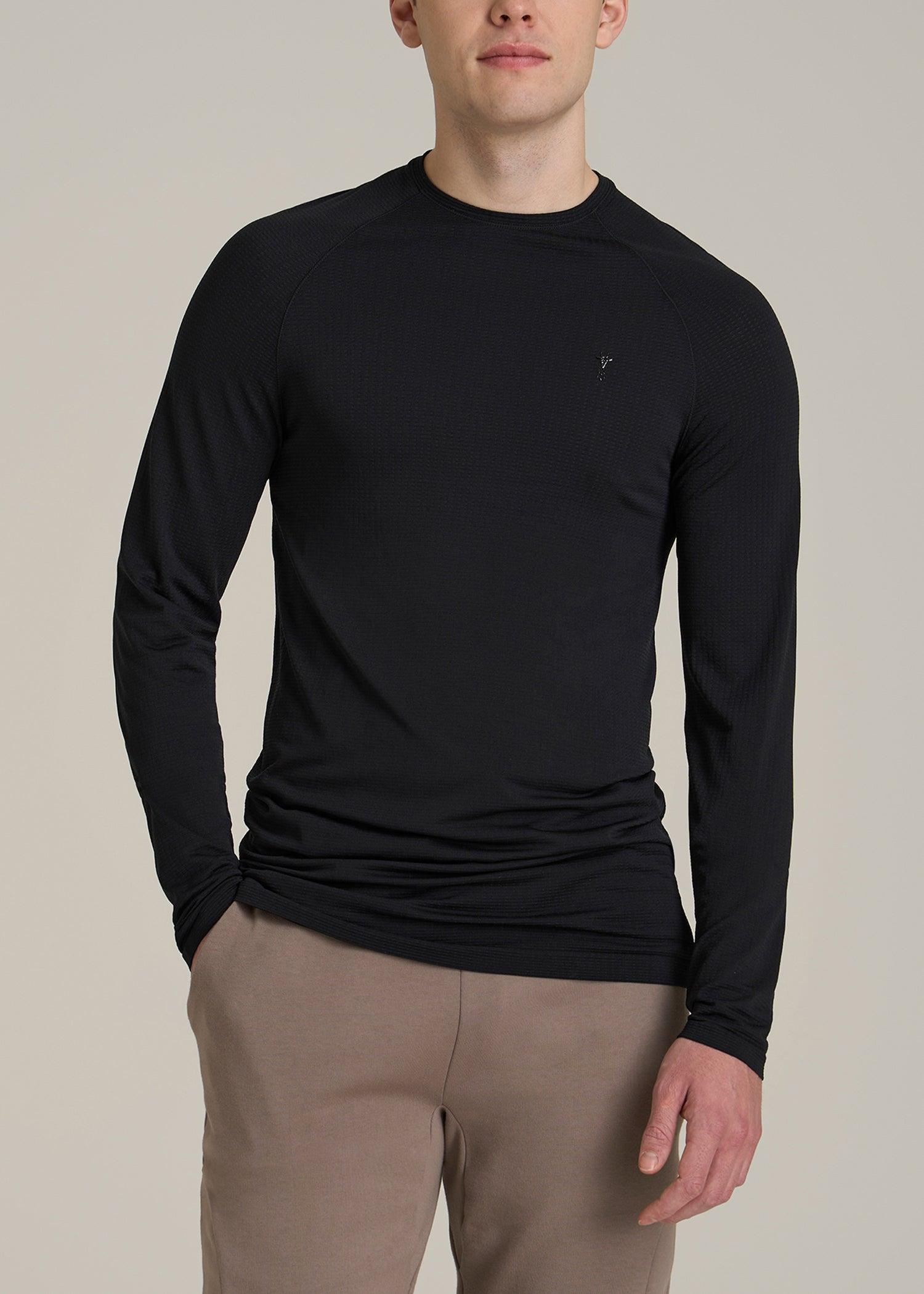 Long Sleeve Vented Training Top for Tall Men in Black Male Product Image
