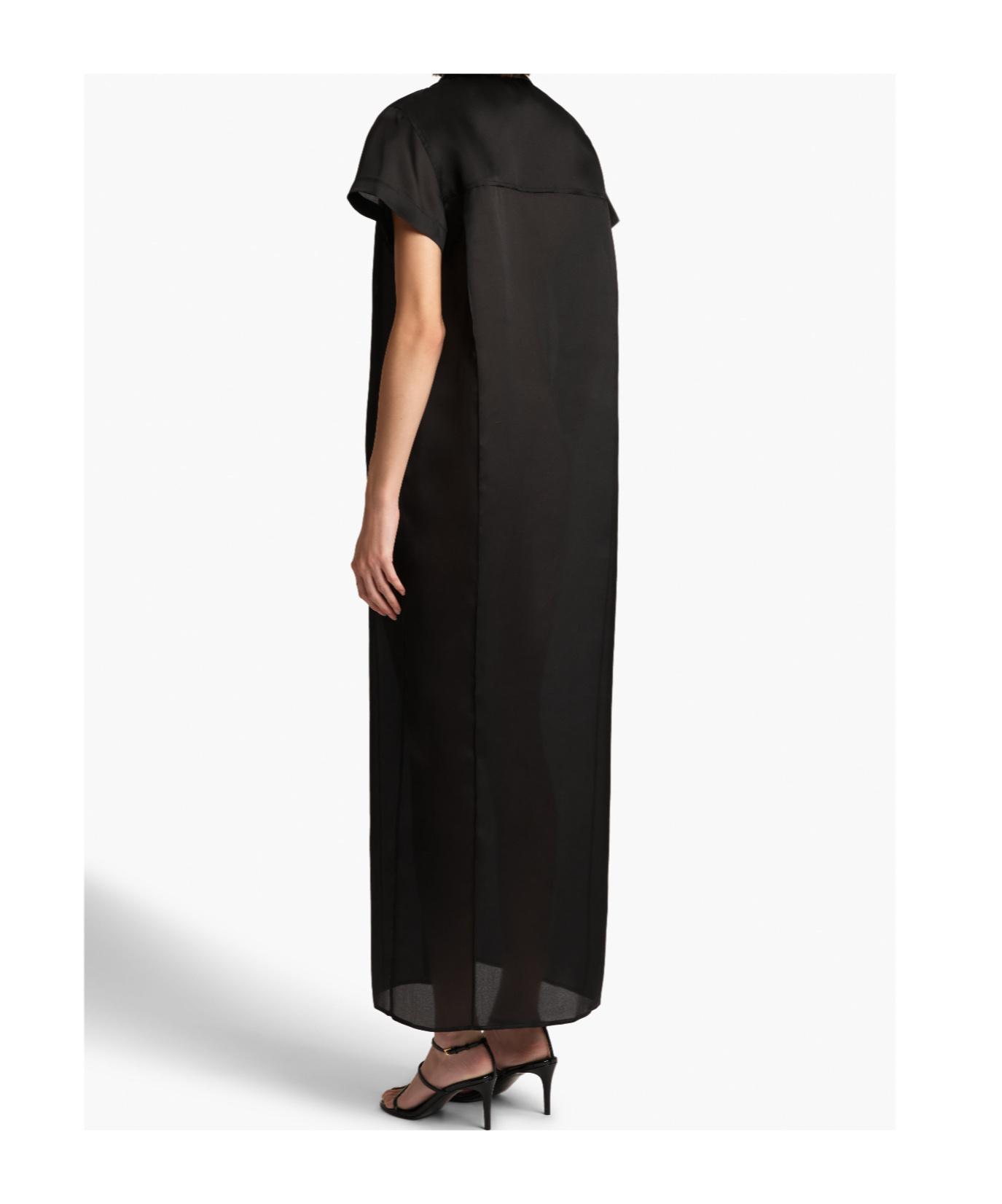 KHAITE Effy Silk And Cotton-blend Organza Midi Shirt Dress In Black Product Image