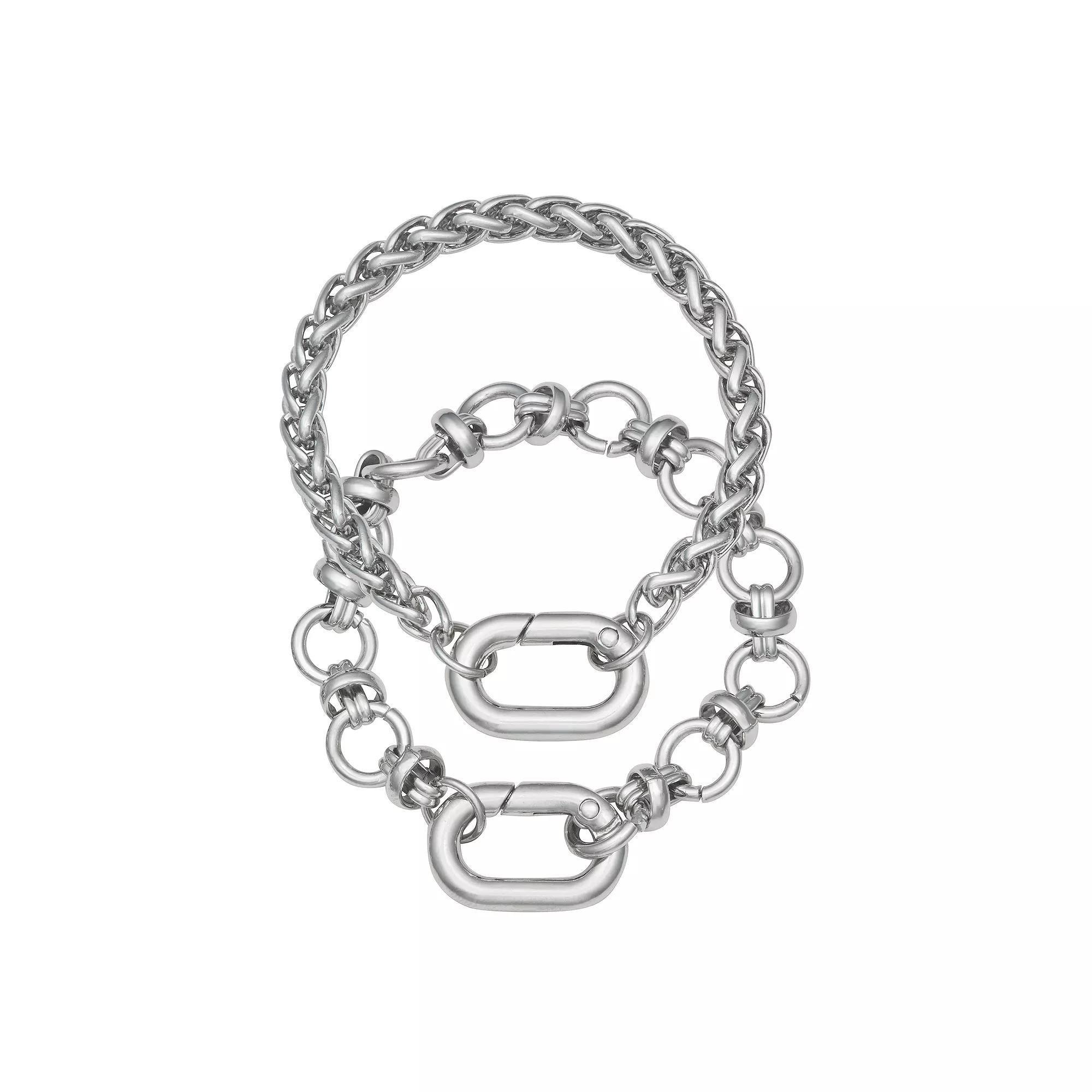Emberly Silver Tone 2-piece Chain Bracelet Set, Women's, None Product Image