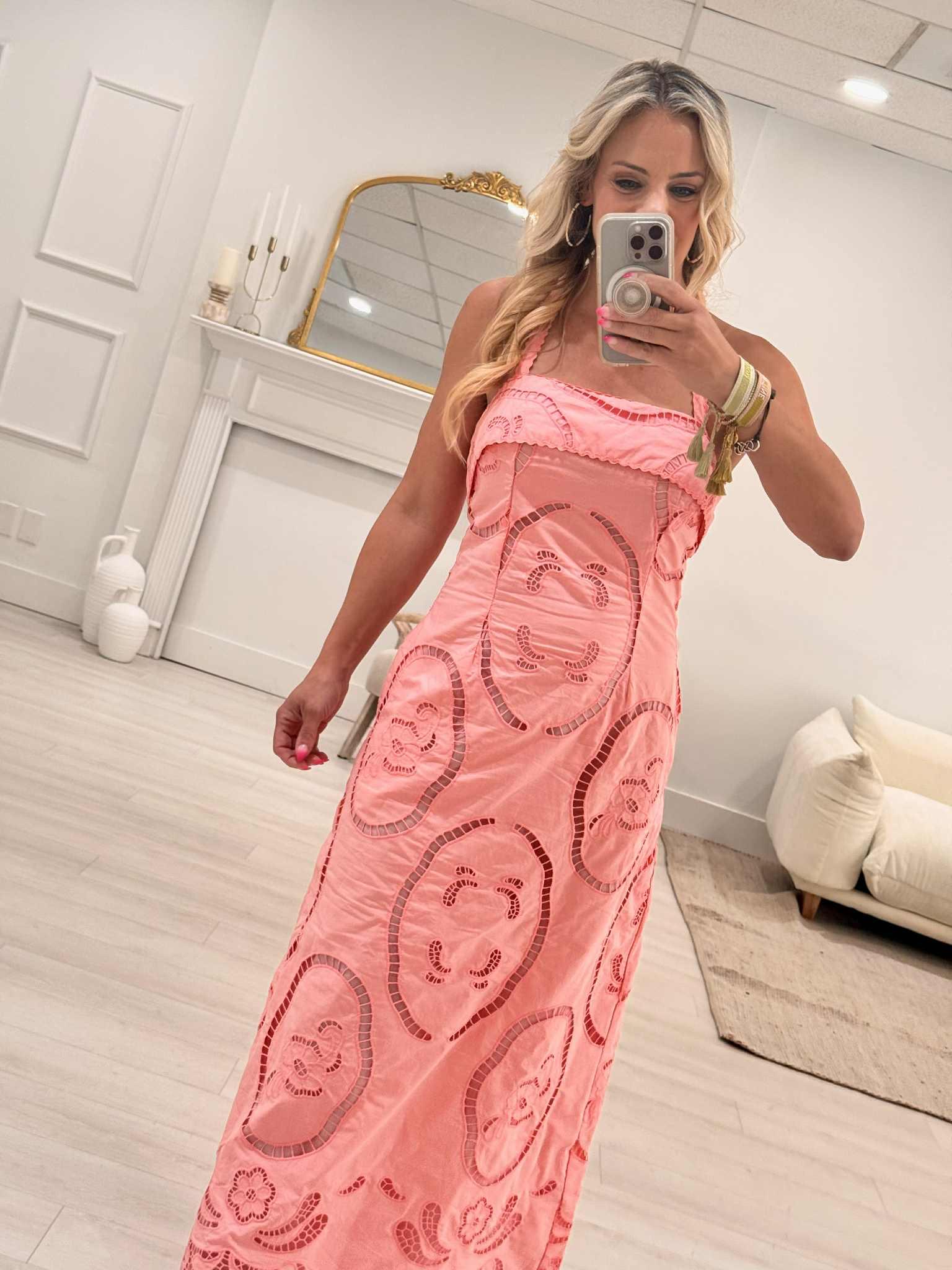 Palermo Coral Midi Dress Product Image