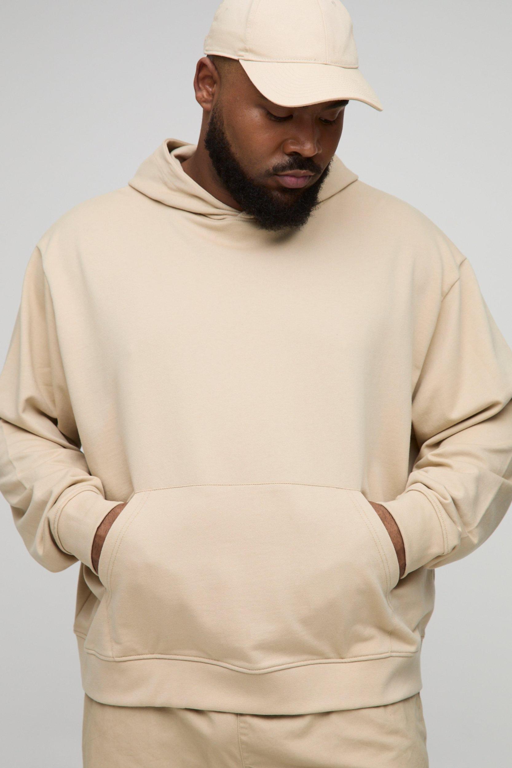 Plus 260GSM Loopback Boxy Oversized Fit Basic Hoodie | boohooMAN USA Product Image