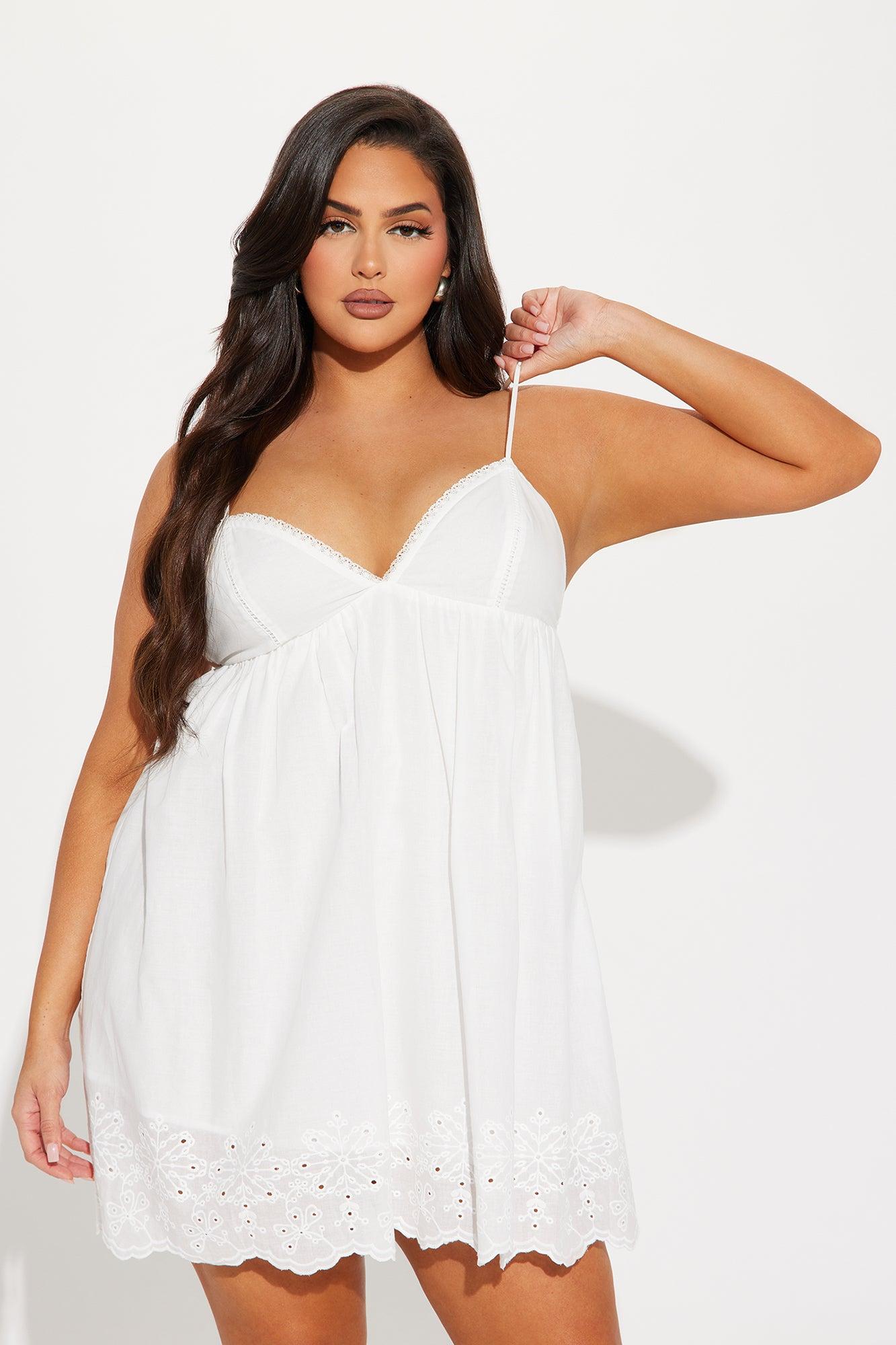 Summer Breeze Eyelet Mini Dress - White Product Image