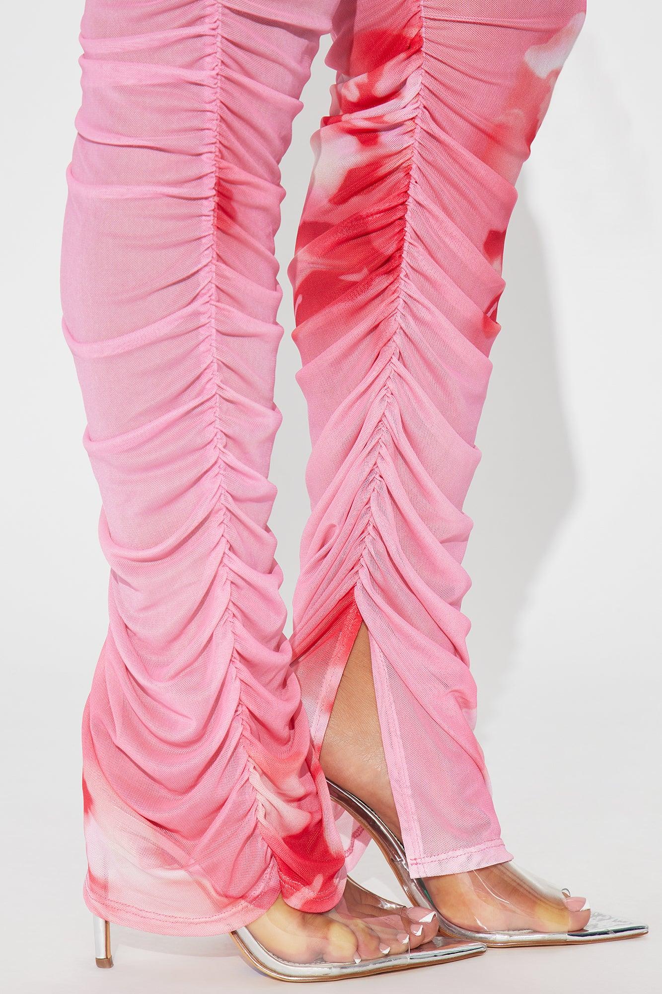 Stella Mesh Stacked Legging - Pink/combo Product Image