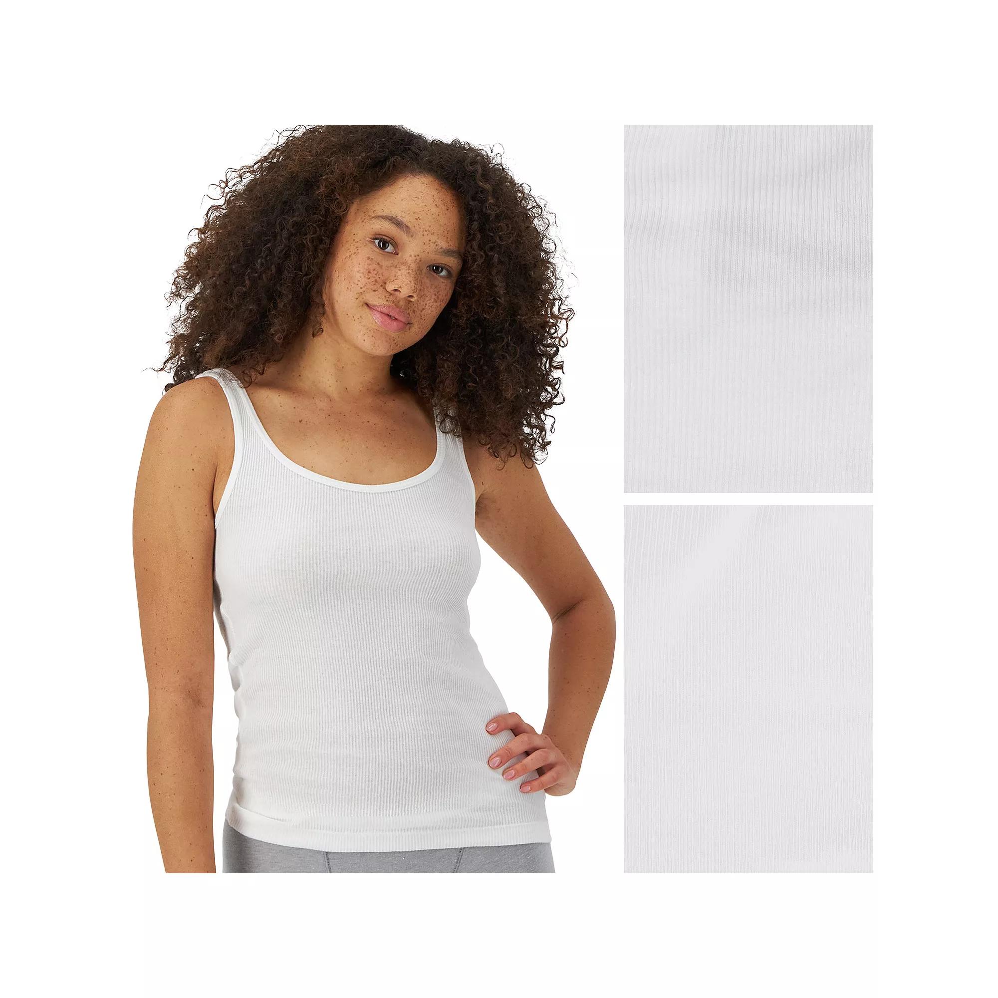 Hanes Originals Ultimate 2-Pack Stretch Cotton Tank Top 45UOTK, Women's, Size: Large, White Product Image