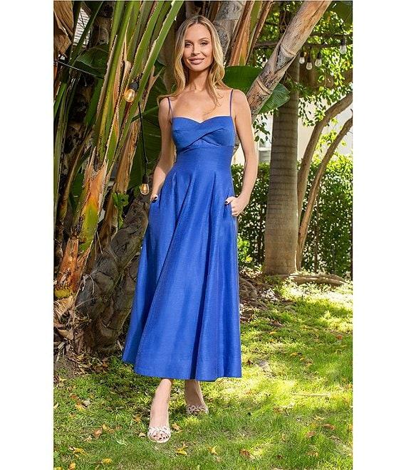 Muse by Marchesa Hydrangea A-Line Sweetheart Neckline Linen Blend Dress Product Image