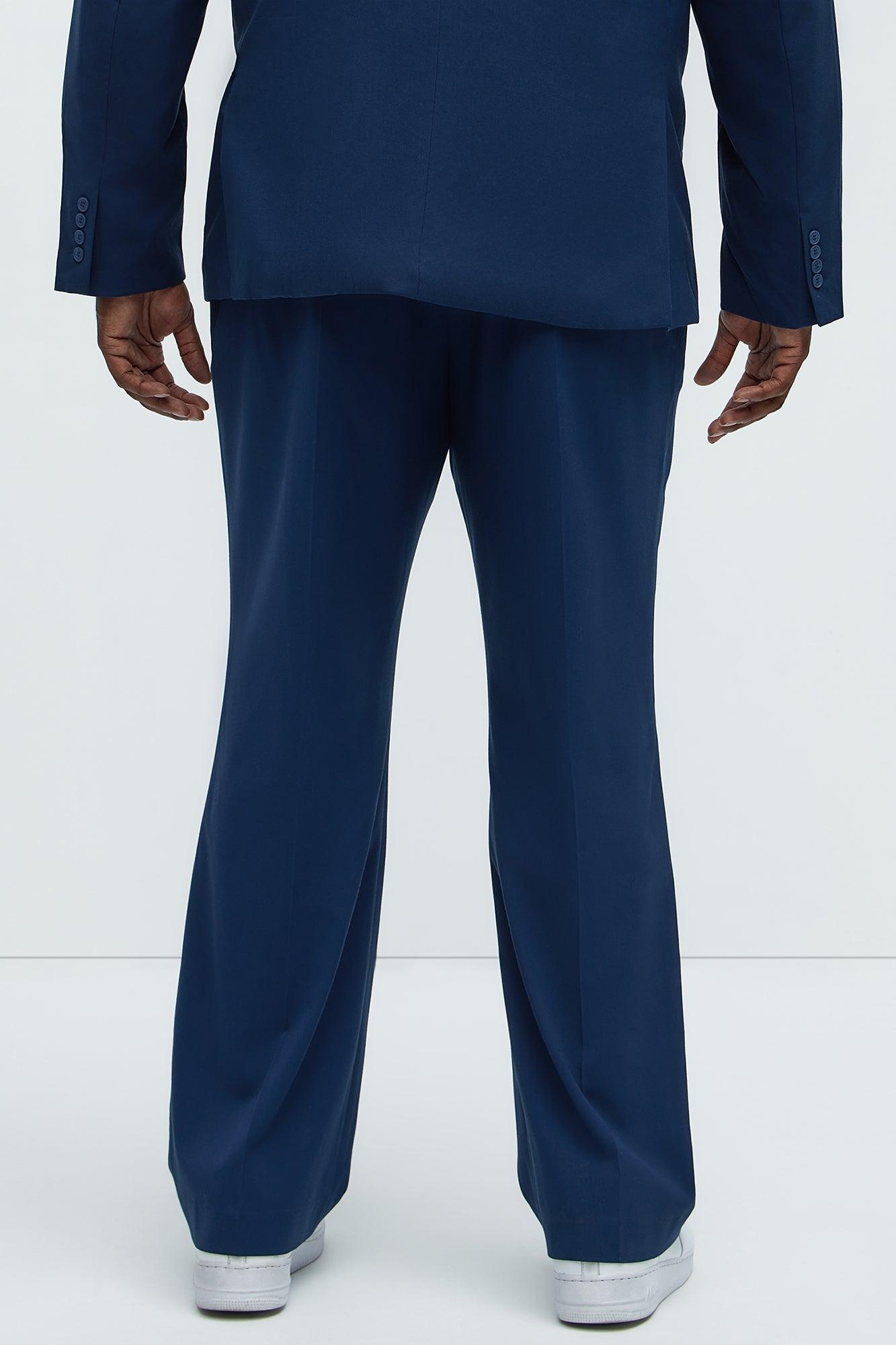Modern Stretch Straight Trousers - Navy Product Image