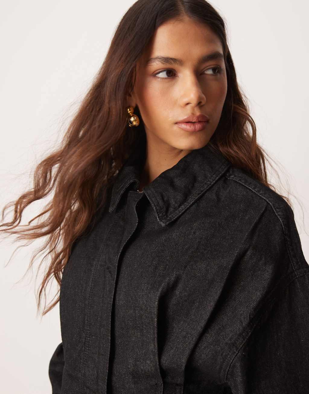 ASOS DESIGN cinched shirt in black - part of a set Product Image