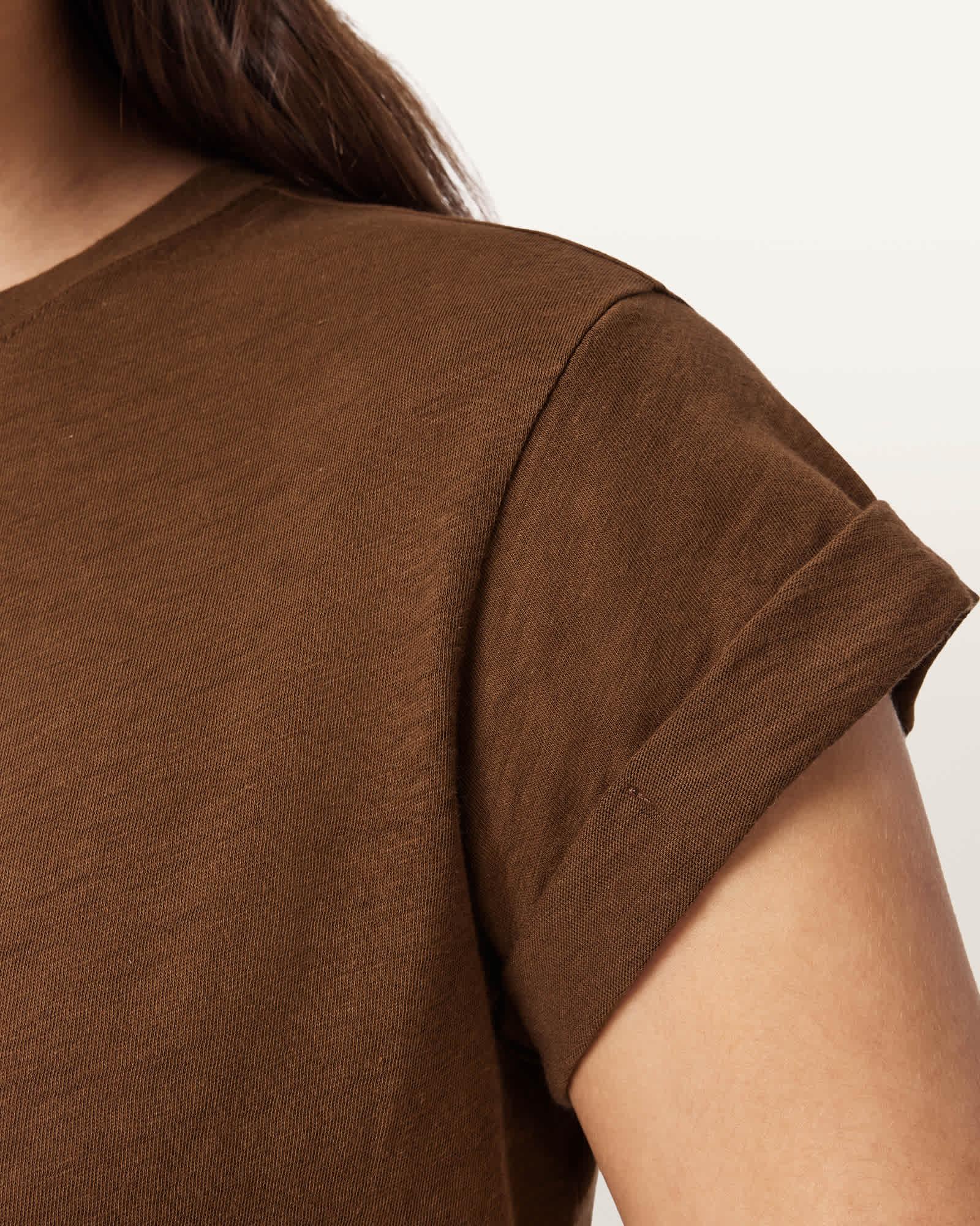 Anna Crew Neck Short Sleeve T-Shirt COGNAC BROWN | ALLSAINTS US Product Image