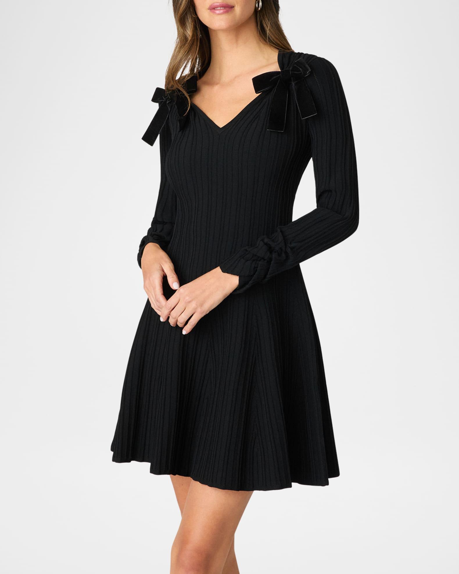 Paris Ribbed Bow-Embellished Mini Dress Product Image