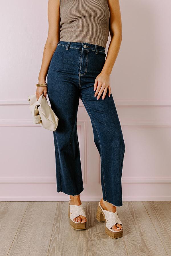 The Adriana High Waist Wide Leg Jean in Dark Wash Product Image