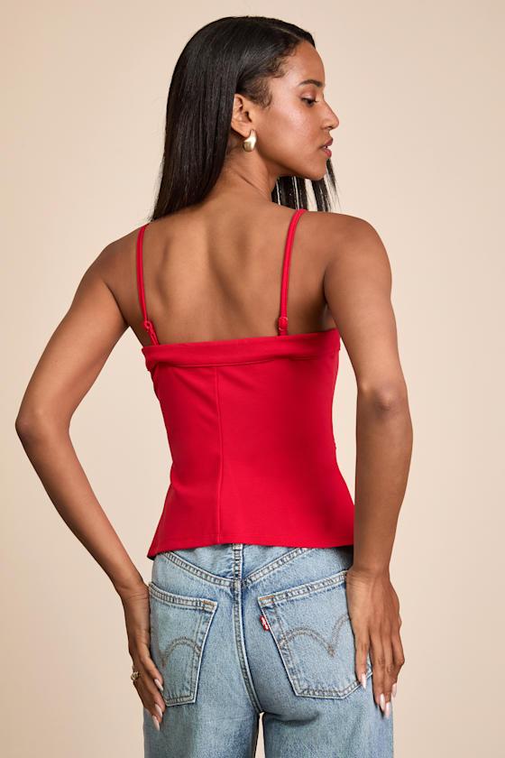 Sophisticated Ways Red Button-Front Cami Vest Top Product Image