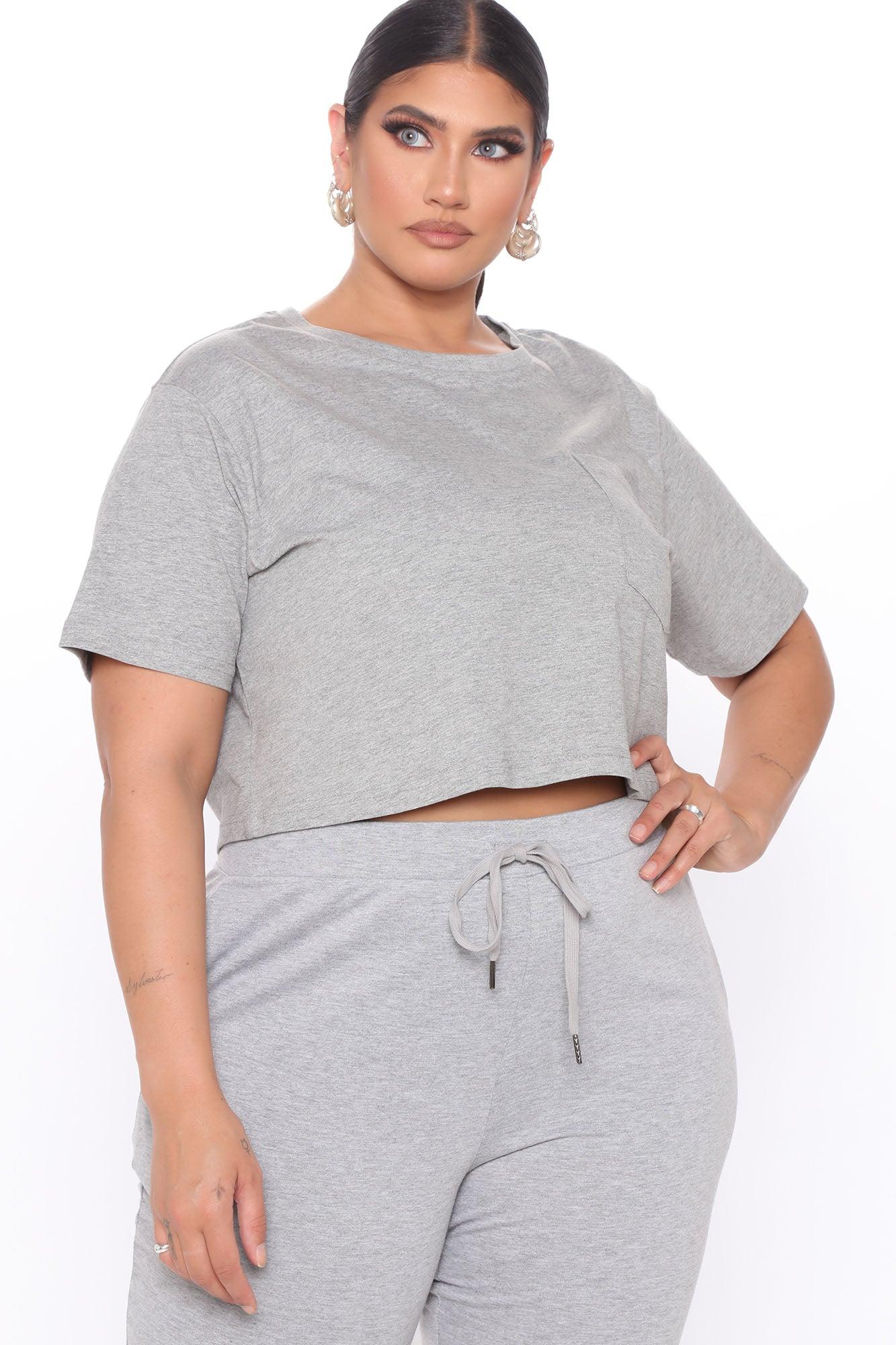 Elisa Relaxed Crop Tee - Heather Grey Product Image