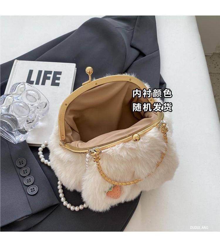 Beaded Strap Rabbit Fluffy Crossbody Bag Product Image