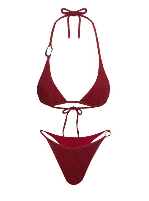 Aimi Glitter Triangle Bikini Top Red Product Image