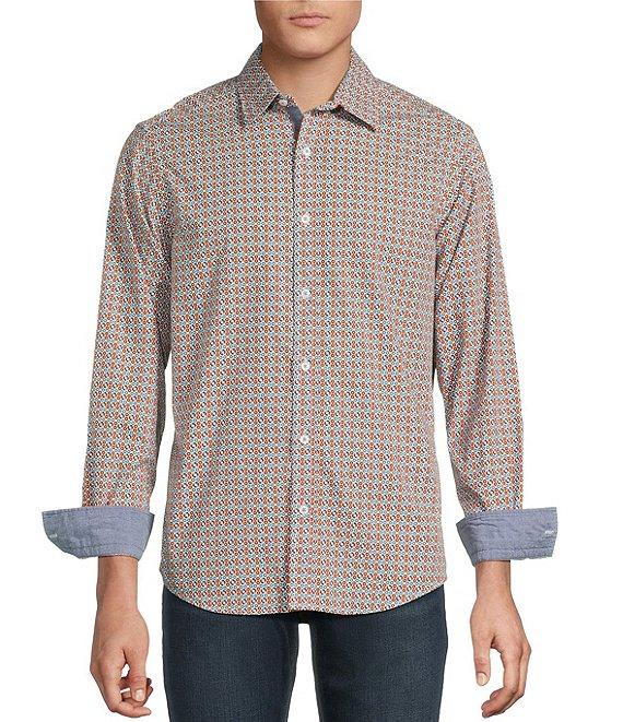 Cremieux Premium Denim Geo Print Stretch Long Sleeve Woven Shirt Product Image
