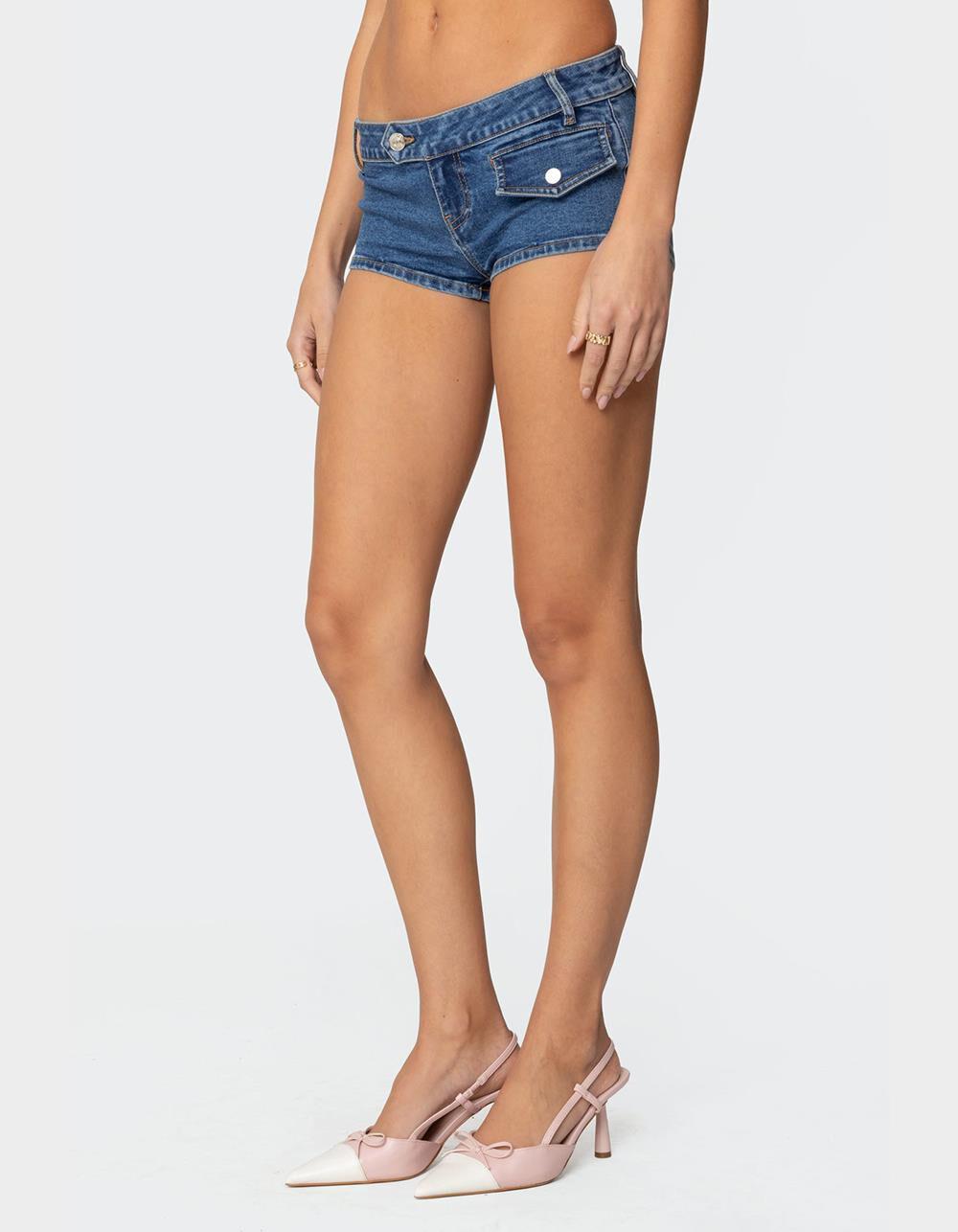 EDIKTED Bryan Denim Micro Shorts - BLUE Product Image
