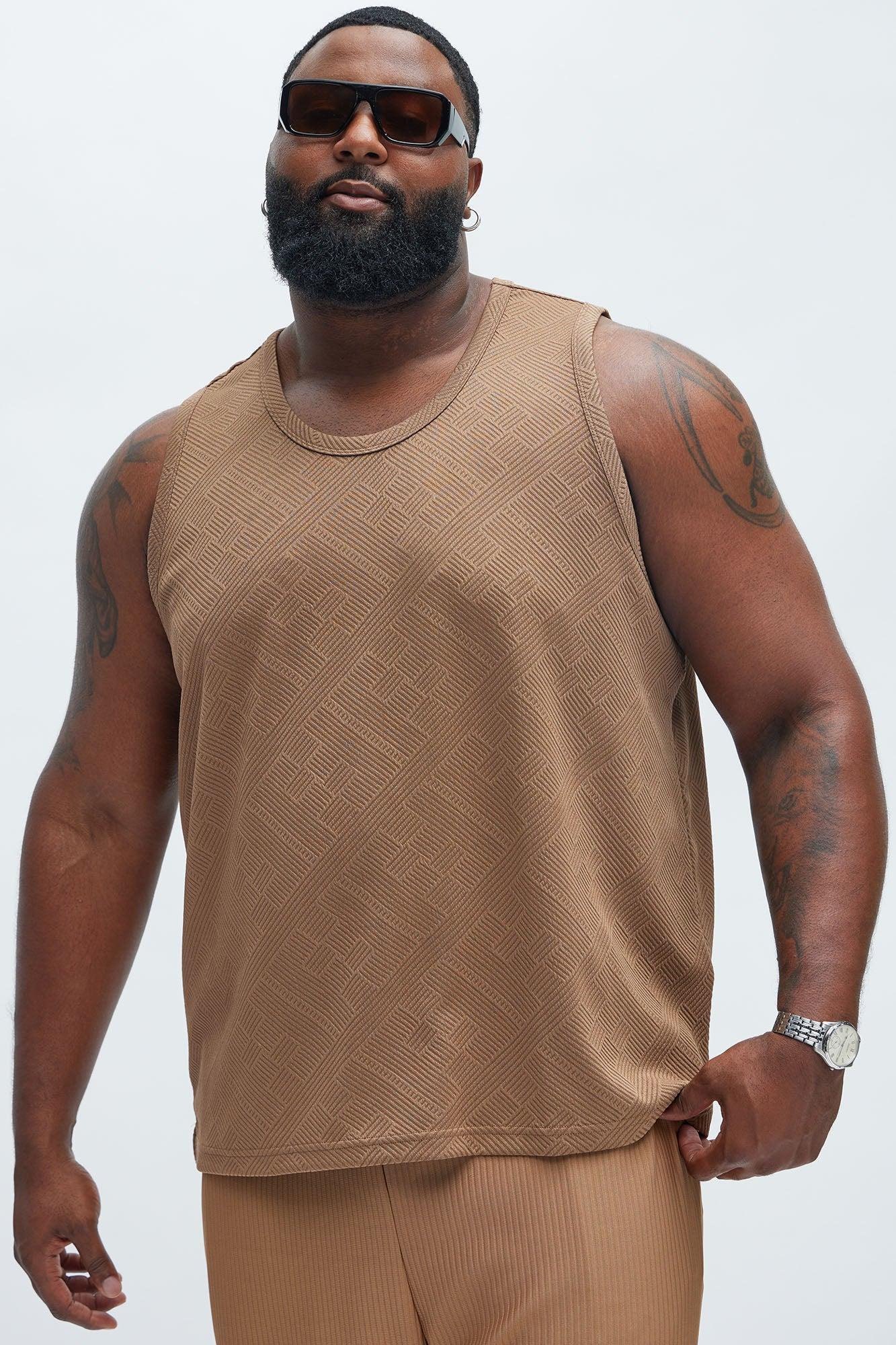 Easton Geo Textured Relaxed Tank Top - Brown Product Image