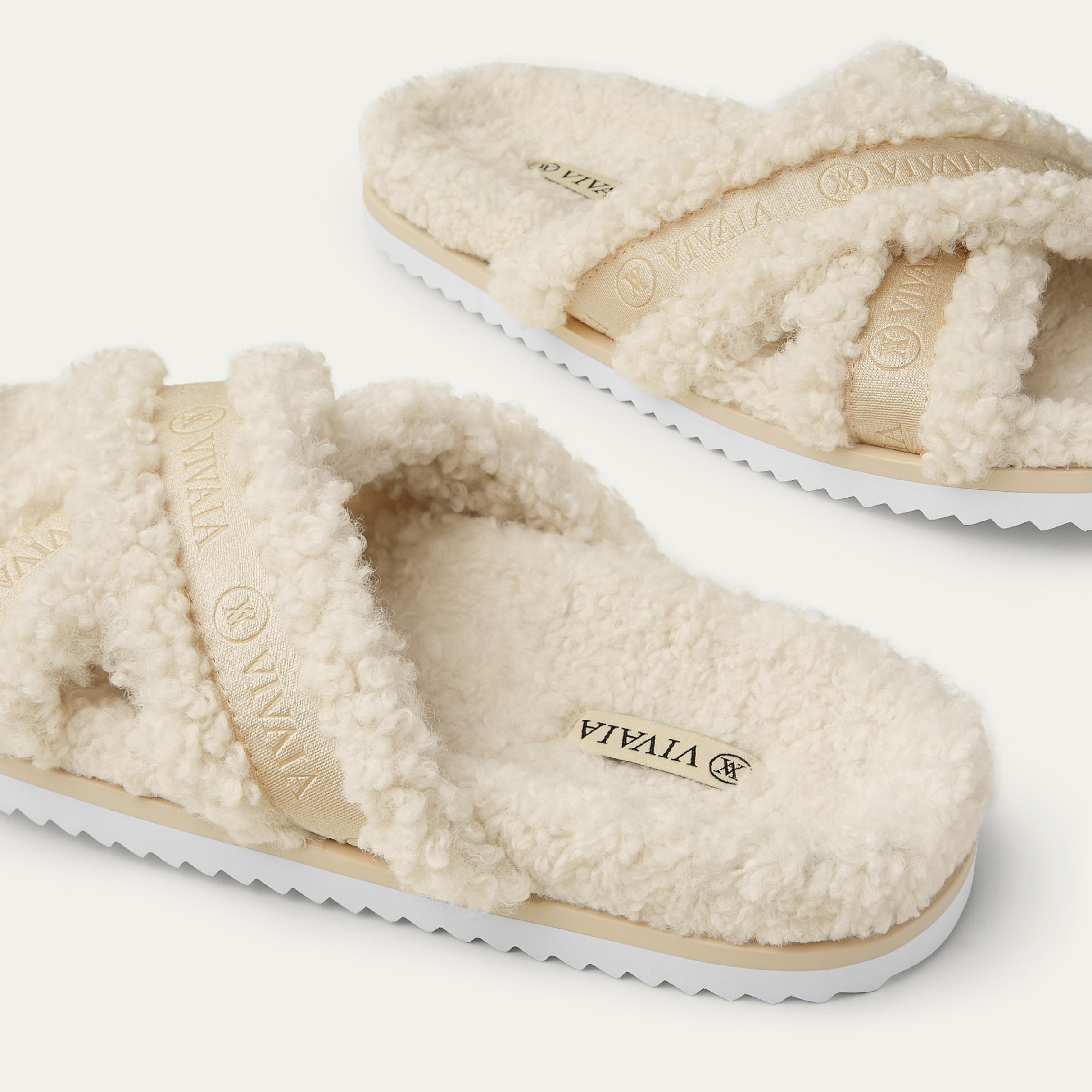 Furry Criss-Cross Strap Slippers (Hannah) Product Image