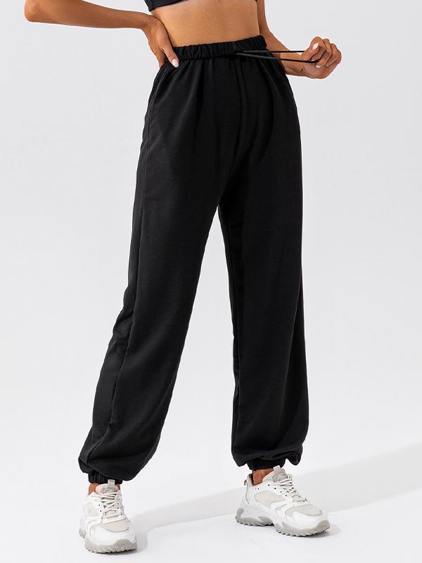 Solid Drawstring Bound Feet Sweatpants Product Image