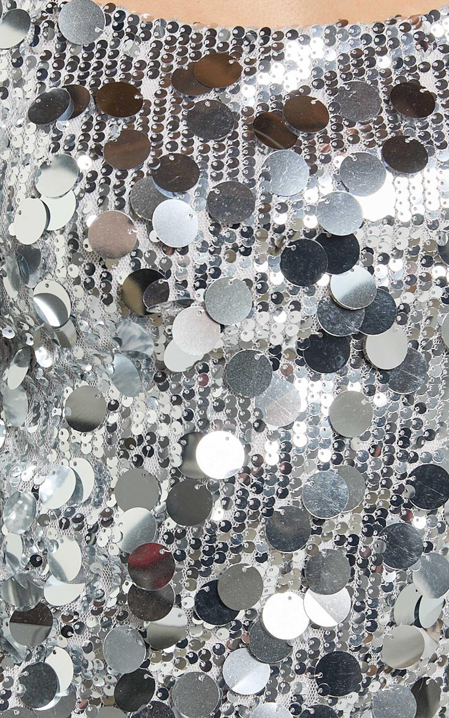 Selena Mini Dress - Flare Sleeve Disc Sequin Dress in Silver Product Image