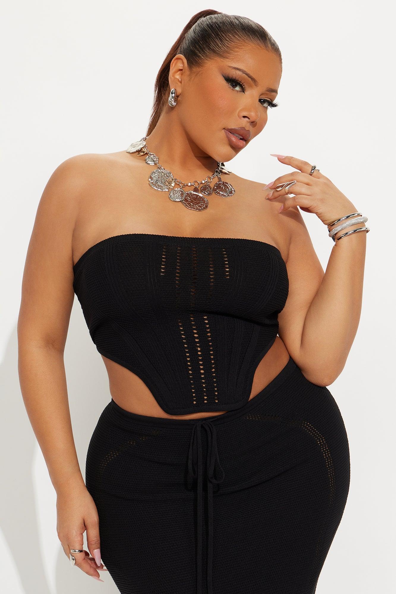 Lyla Crochet Maxi Skirt Set - Black Female Product Image