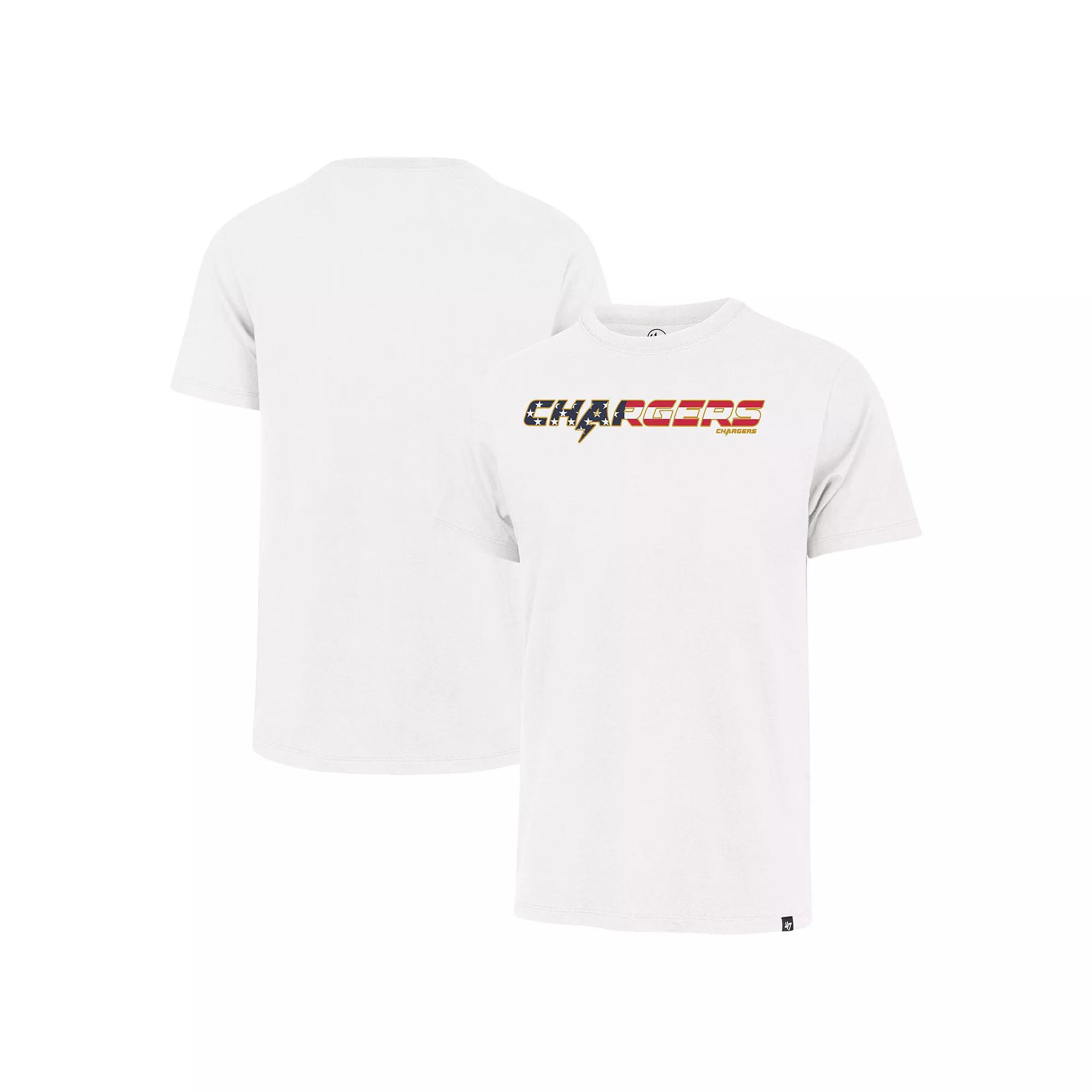 Men's '47 White Los Angeles Chargers Flag Script Franklin T-Shirt,  Product Image