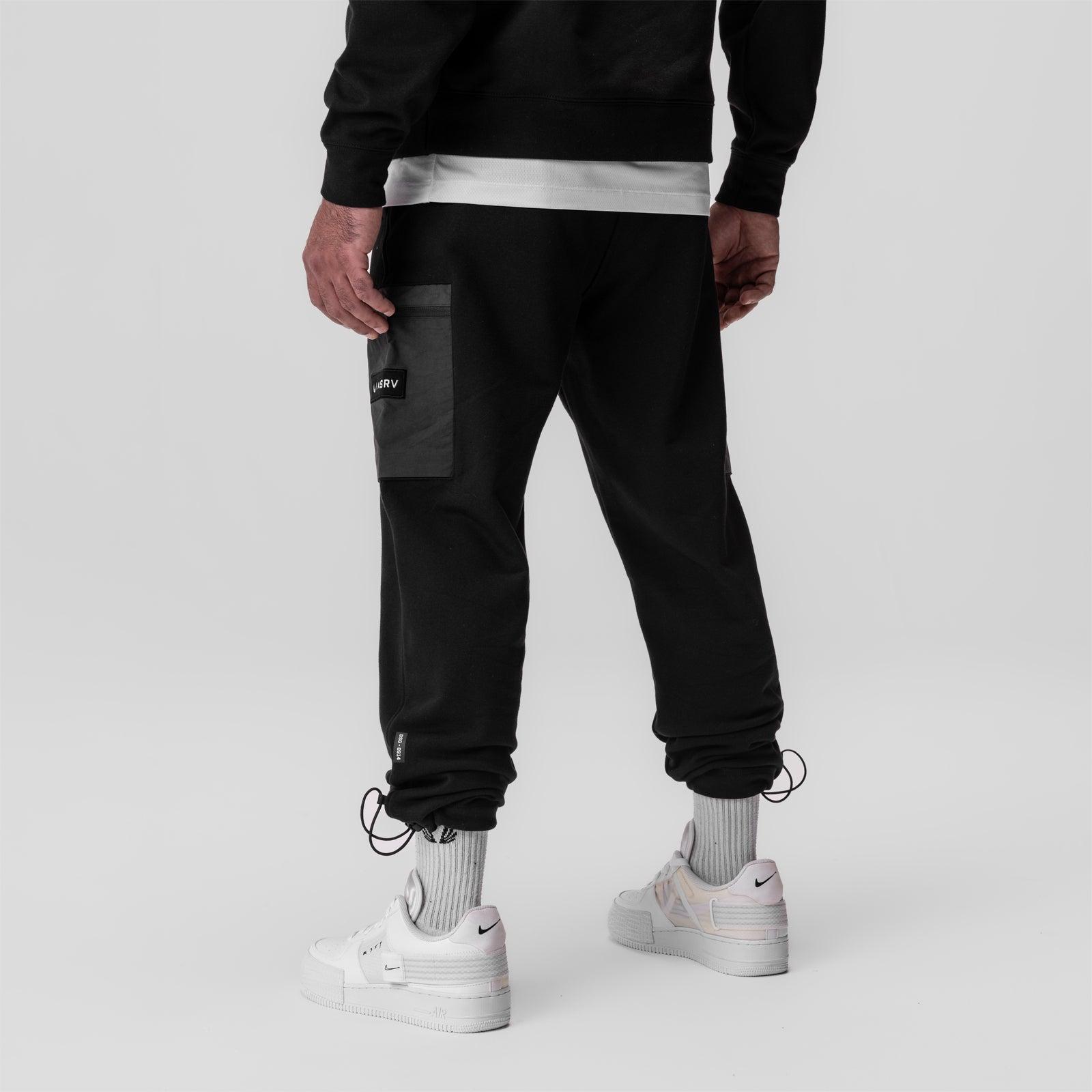 0914. Tech-Terry™ Paneled Cinch Cargo Jogger - Black/Wave-Dye Product Image
