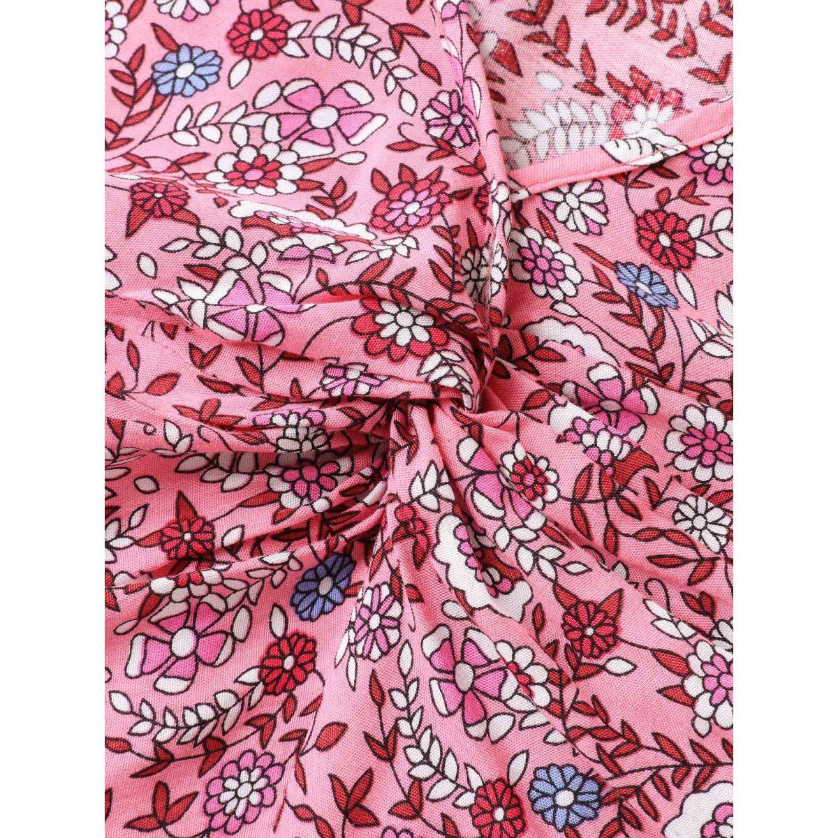 Plus Size Rayon Floral Print Stretchy Waist Maxi Dress DustyPink Women Boho V-neck Sleeveless Curvy BloomChic 10/M Product Image