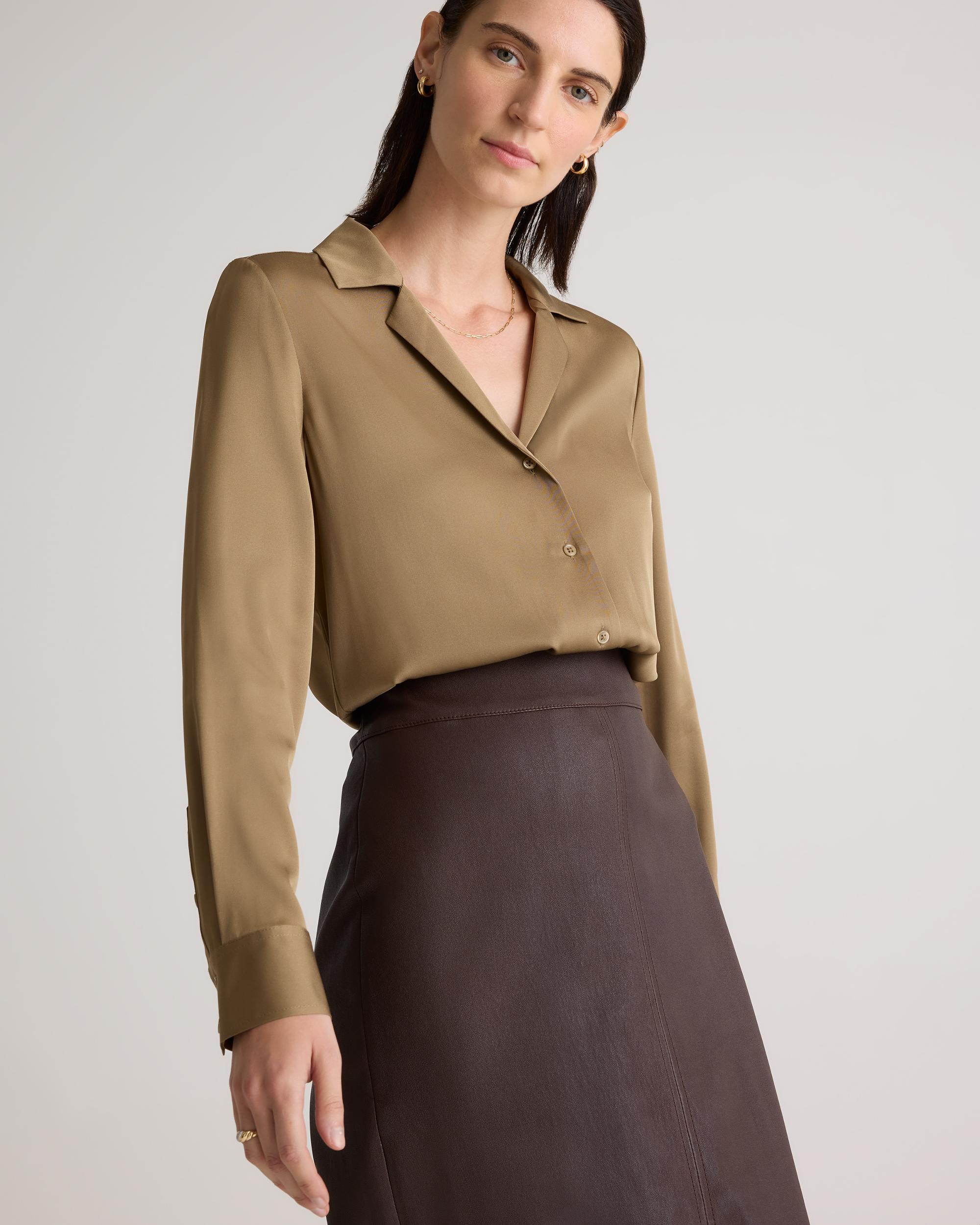 Quince | Women's Washable Stretch Silk Notch Collar Blouse Size XS Product Image