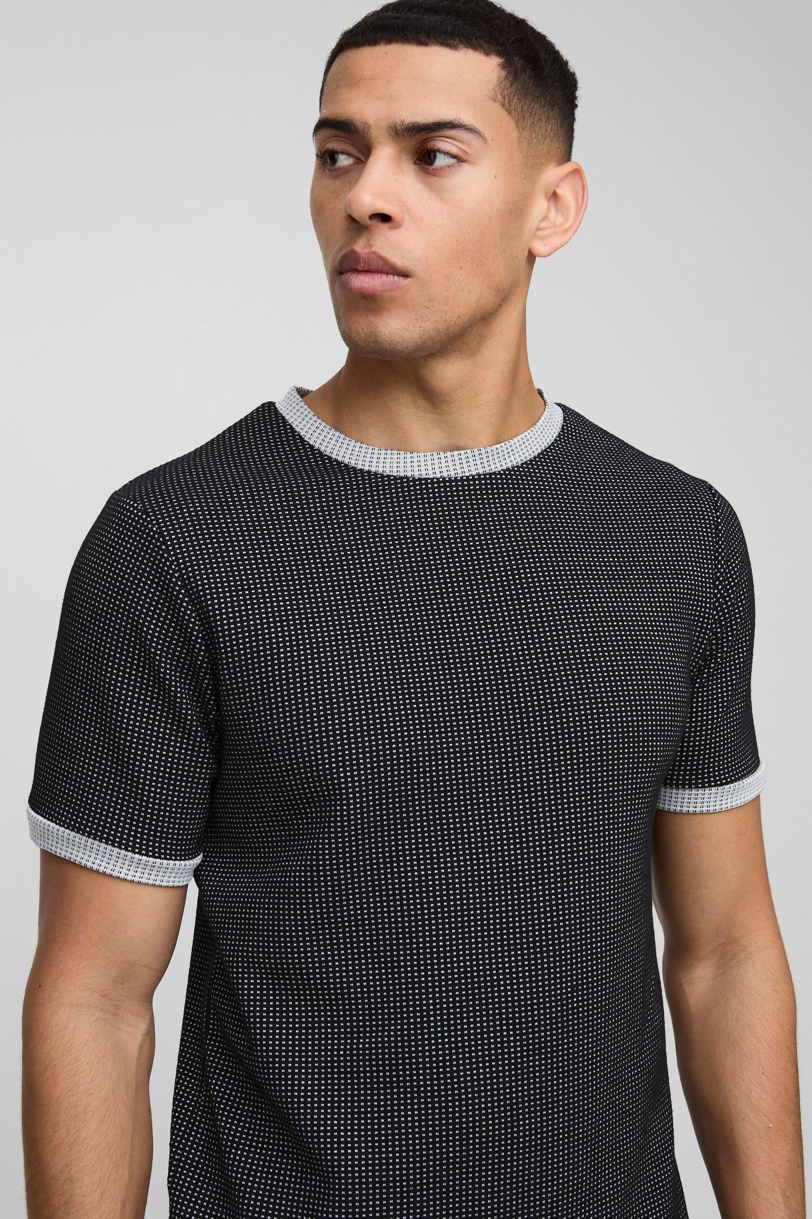 Slim Fit Contrast Waffle Ringer T-Shirt | boohooMAN USA Product Image