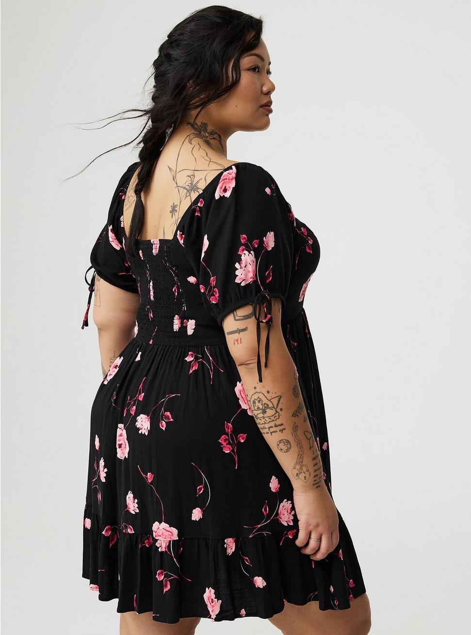 Mini Tie Puff-Sleeve Dress Product Image