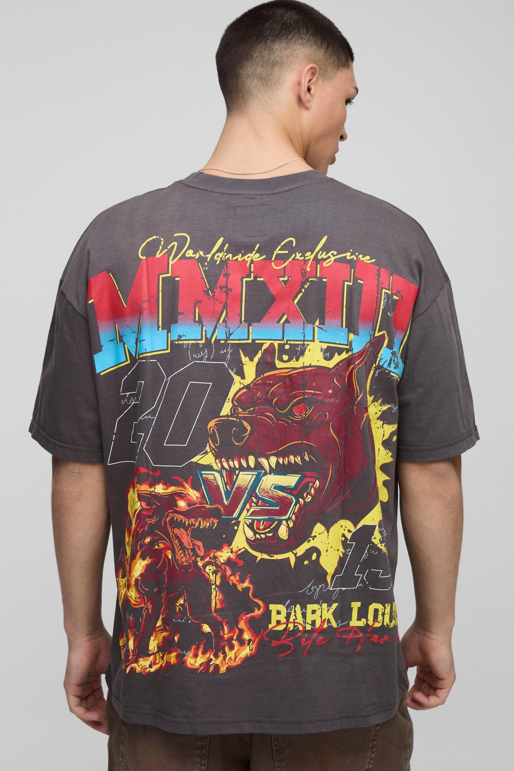 Oversized Canine Worldwide 2013 Large Scale Printed T-Shirt | boohooMAN USA Product Image